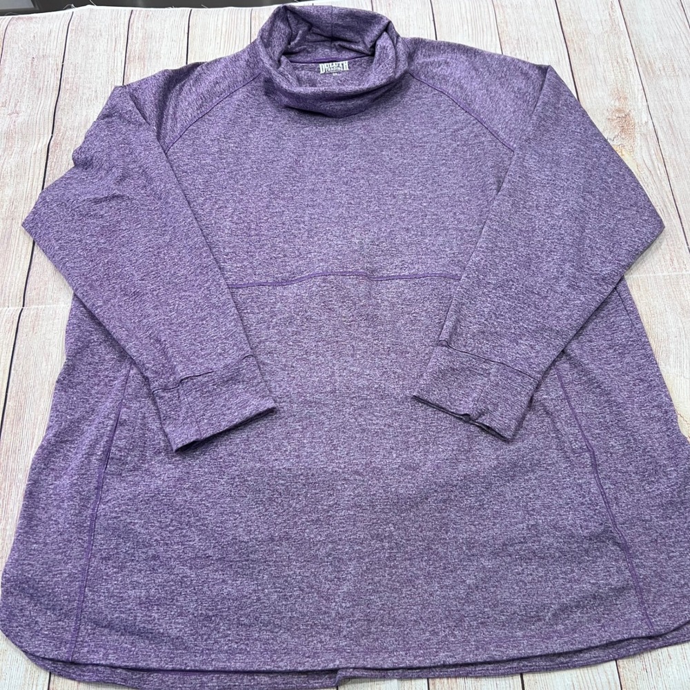 Duluth Trading Co Womens 2X Purple Heather Cowl Neck Kangaroo Pocket Pullover